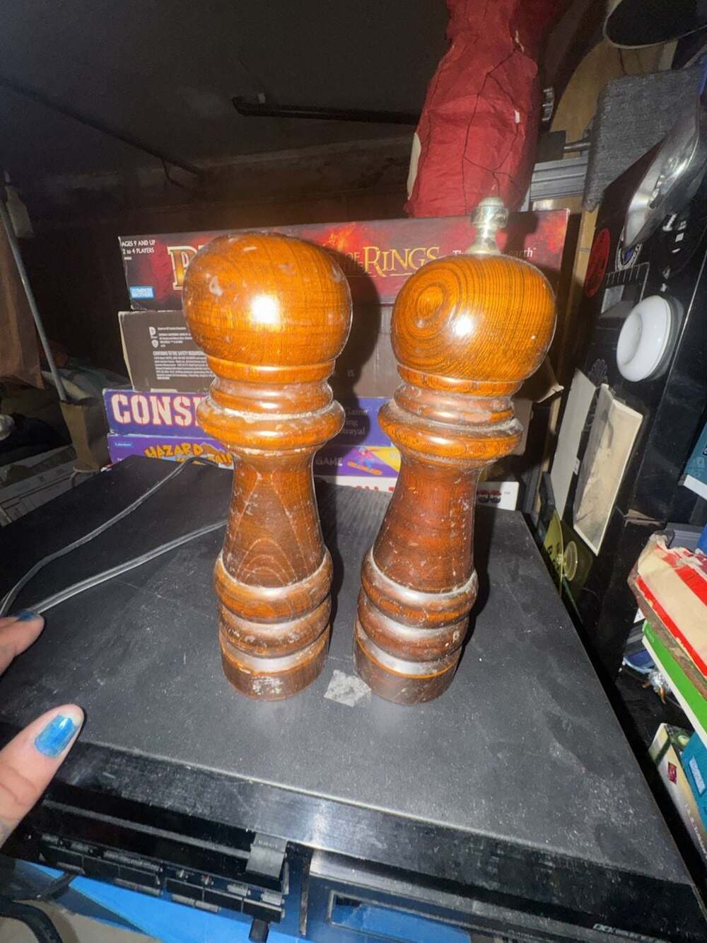 Vintage Turned Wood Salt and Pepper Shaker and Grinder Set